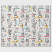 Sketchy Cacti Delight Geschenkpapier (Flach)