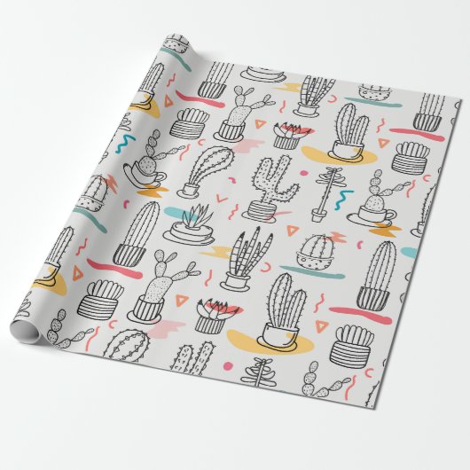 Sketchy Cacti Delight Geschenkpapier (Ungerollt)