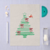 sketchy christmas tree with red bow and santa hat seidenpapier (Handwerk)