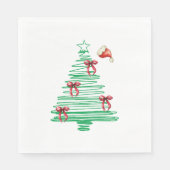 sketchy christmas tree with red bow and santa hat serviette (Vorderseite)