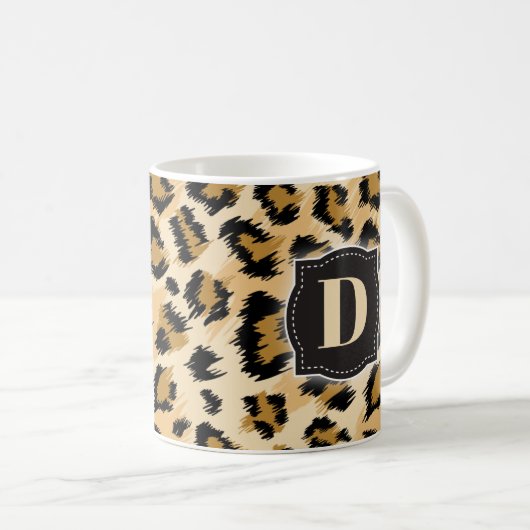 Sketchy Classic Leopard Muster mit benutzerdefinie Kaffeetasse (VorderseiteRechts)