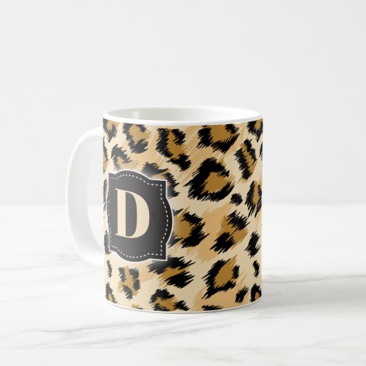 Sketchy Classic Leopard Muster mit benutzerdefinie Kaffeetasse (Vorderseite Links)