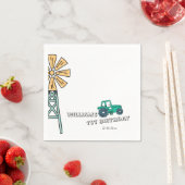 Sketchy Green Tractor Farm Windmill Boy Birthday Serviette (Beispiel)