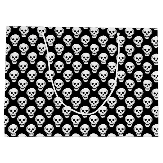 Sketchy Halloween Skull Pattern Große Geschenktüte (Rückseite)