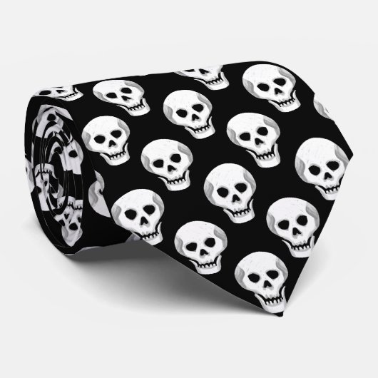 Sketchy Halloween Skull Pattern Krawatte (Gerollt)