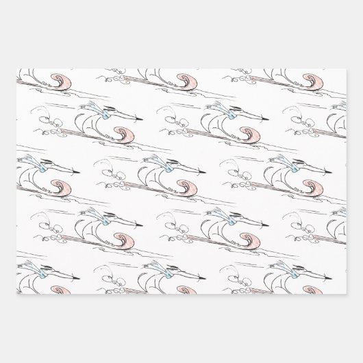 Sketchy Hund Weihnachtswrapping Paper Flat Sheet S Geschenkpapier Set (Vorderseite)