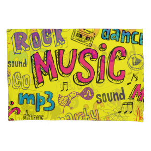 Sketchy Music Doodles - Nahtloser Hintergrund Kissenbezug