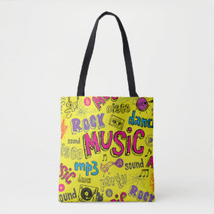 Sketchy Music Doodles - Nahtloser Hintergrund Tasche
