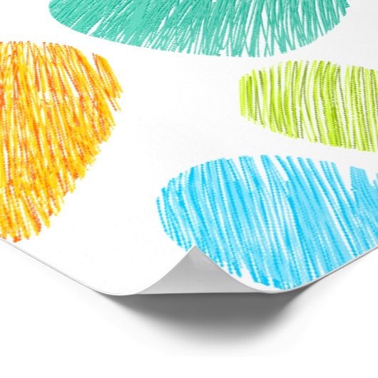 Sketchy pastellfarbene Liebe Herz Muster Poster (Ecke)