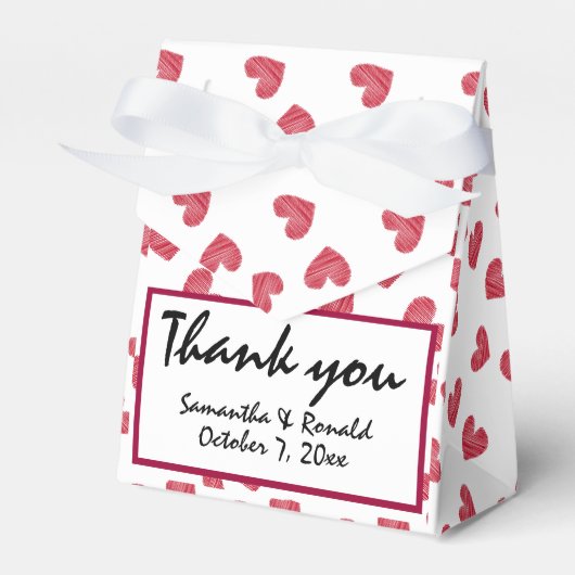 Sketchy Red Heart Gastgeschenk Hochzeit Box Geschenkschachtel (Vorderseite)