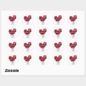 Sketchy Red Heart Wedding Danke Sticker (Blatt)