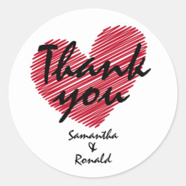 Sketchy Red Heart Wedding Danke Sticker