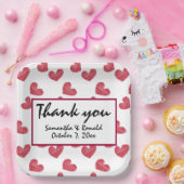 Sketchy Red Heart Wedding Pappteller (Party)