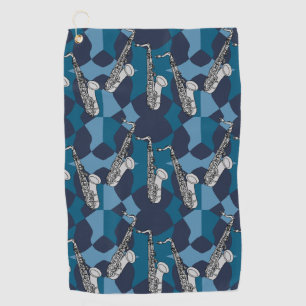 Sketchy Saxophon Gray Pattern Golfhandtuch