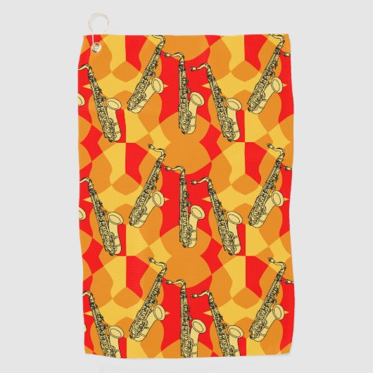 Sketchy Saxophon Gray Pattern Golfhandtuch (Vorderseite)