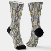 Sketchy Saxophon Gray Pattern Socken (Gewinkelt)