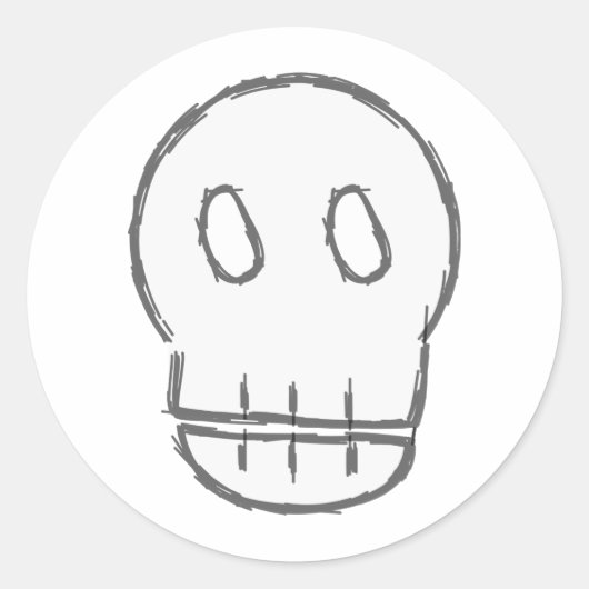 Sketchy Skull Runder Aufkleber (Vorderseite)