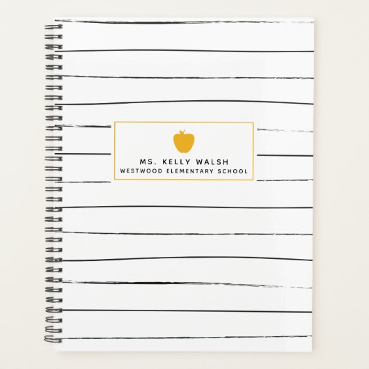 Sketchy Stripes Gold Apple Lehrer Planner Planer (Vorderseite)