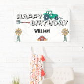 Sketchy Tractor Farm Windmill Boy Happy Birthday Banner (Insitu)