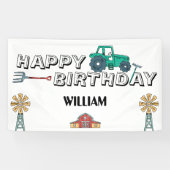 Sketchy Tractor Farm Windmill Boy Happy Birthday Banner (Horizontal)