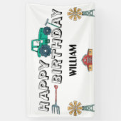 Sketchy Tractor Farm Windmill Boy Happy Birthday Banner (Vertikal)