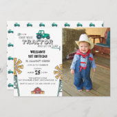 Sketchy Tractor Farm Windmill Photo 1st Birthday Einladung (Vorne/Hinten)