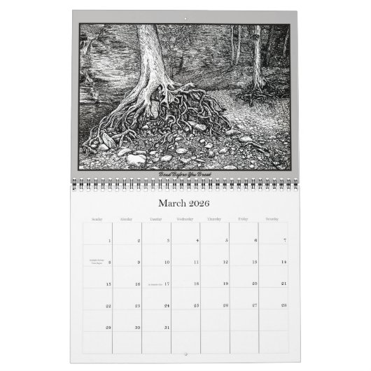 Sketchy Trees Calendar Kalender (Mär 2026)