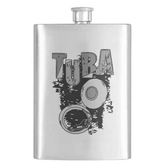 Sketchy Tuba und Text Flachmann (Vorderseite)