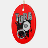 Sketchy Tuba und Text Keramik Ornament (Links)