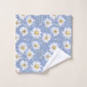Sketchy White Daisies on Blue Badhandtuch Set (Waschlappen)