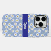 Sketchy White Daisies on Blue Case-Mate iPhone Hülle (Rückseite (Horizontal))