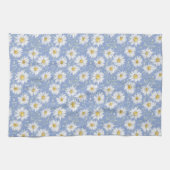 Sketchy White Daisies on Blue Geschirrtuch (Horizontal)