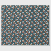 Sketchy Winking Reindeer Face Teal Pattern Geschenkpapier (Flach)