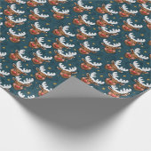 Sketchy Winking Reindeer Face Teal Pattern Geschenkpapier (Ecke)