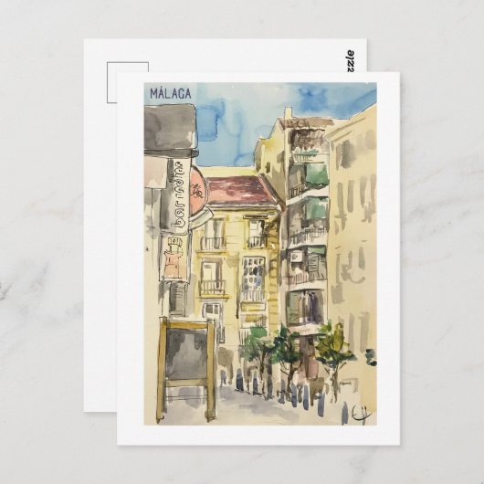 Skethchbook-Seiten. Málaga. centro historico Postkarte (Vorne/Hinten)