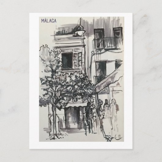 Skethchbook-Seiten. Málaga. Marker Postkarte (Vorderseite)