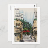 Skethchbook-Seiten. Málaga. Marker Postkarte (Vorne/Hinten)