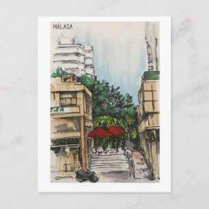 Skethchbook-Seiten. Málaga. Marker Postkarte