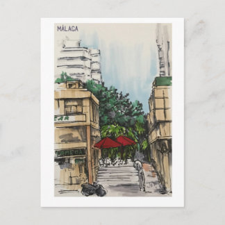 Skethchbook-Seiten. Málaga. Marker Postkarte