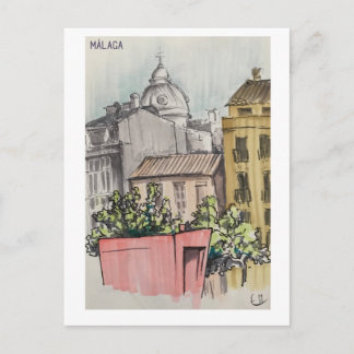 Skethchbook-Seiten. Málaga. Marker Postkarte