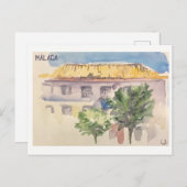 Skethchbook-Seiten. Málaga Postkarte (Vorne/Hinten)