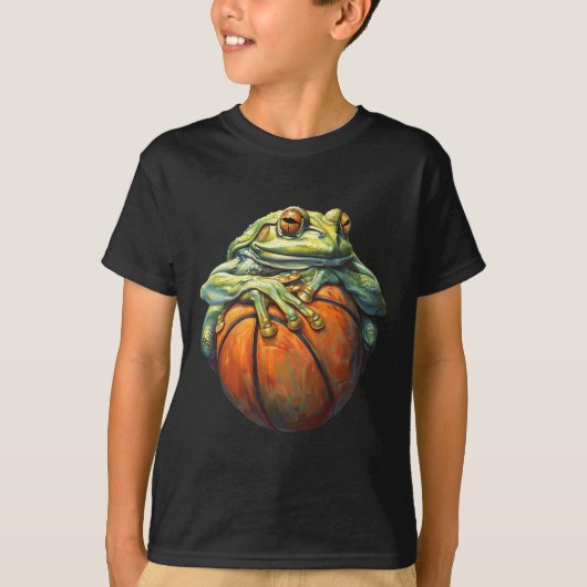 Sketll Frog Bll Player Artwork Drawing Sketll Hoop T-Shirt (Vorderseite)