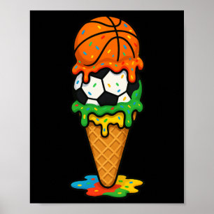 Sketll Fußball Eiscreme Tropf Farbige Sommer Spiel Poster
