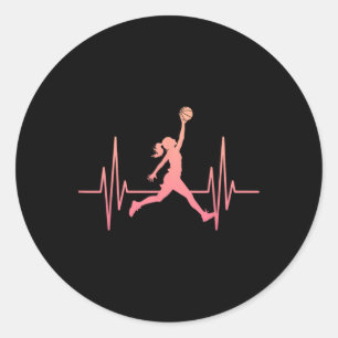 Sketll Girl Dunk Heartbeat Sketll Player Hoop Girl Runder Aufkleber