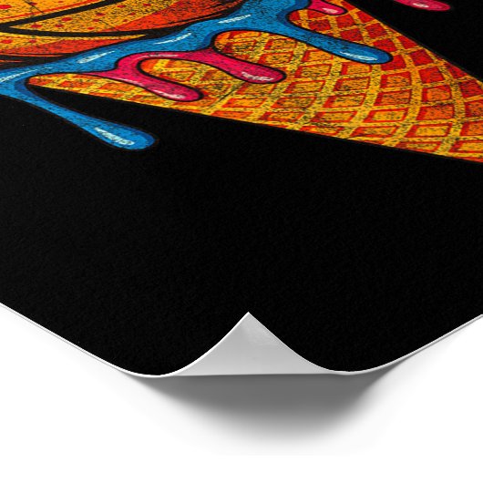 Sketll Ice Cream Cone Fun Drip Sprinkles Poster (Ecke)