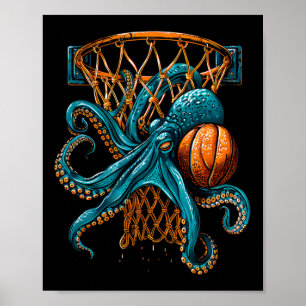 Sketll Octopus Zeichnung Sketll Spieler Slam Dunk  Poster