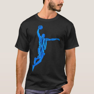 Sketll Spieler Slam Dunk Blaue Flammen Abstracte K T-Shirt