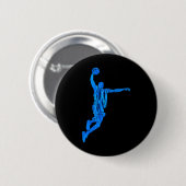 Sketll Spieler Slam Dunk Blaue Flammen Abstrakte K Button (Vorne & Hinten)
