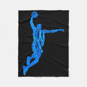 Sketll Spieler Slam Dunk Blaue Flammen Abstrakte K Fleecedecke