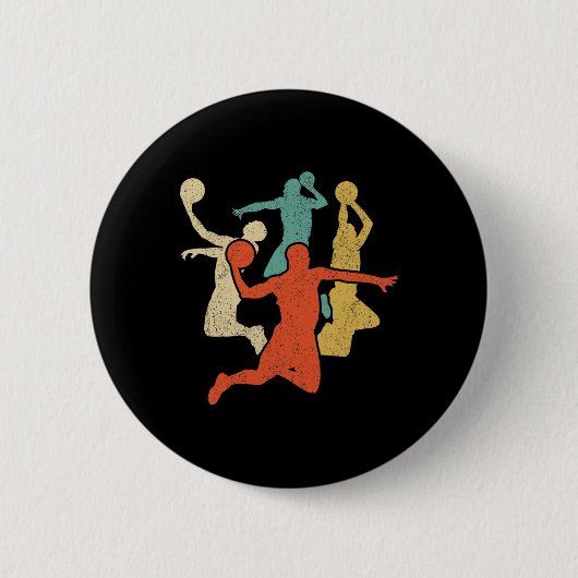 Sketll Vintage Silhouette 60er 70er Retro Geschenk Button (Vorderseite)